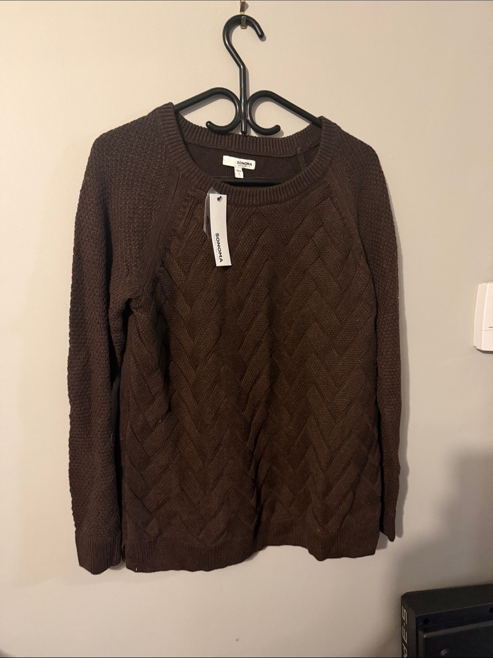 Sonoma Chocolate Brown Cable Knit Crew Sweater
